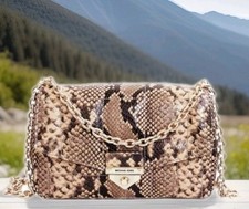 🌞MICHAEL KORS SOHO LARGE SNAKE EMBOSSED TAN QUILTED LEATHER CROSSBODY BAG🌺NWT!