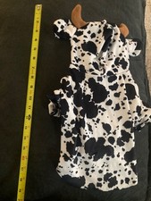 Small pet costume for dogs, cow pattern with cow ears  horn, stretchy, soft out