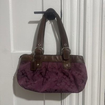 Coach F13742 Soho Signature Tote Hand bag Shoulder Purple Canvas