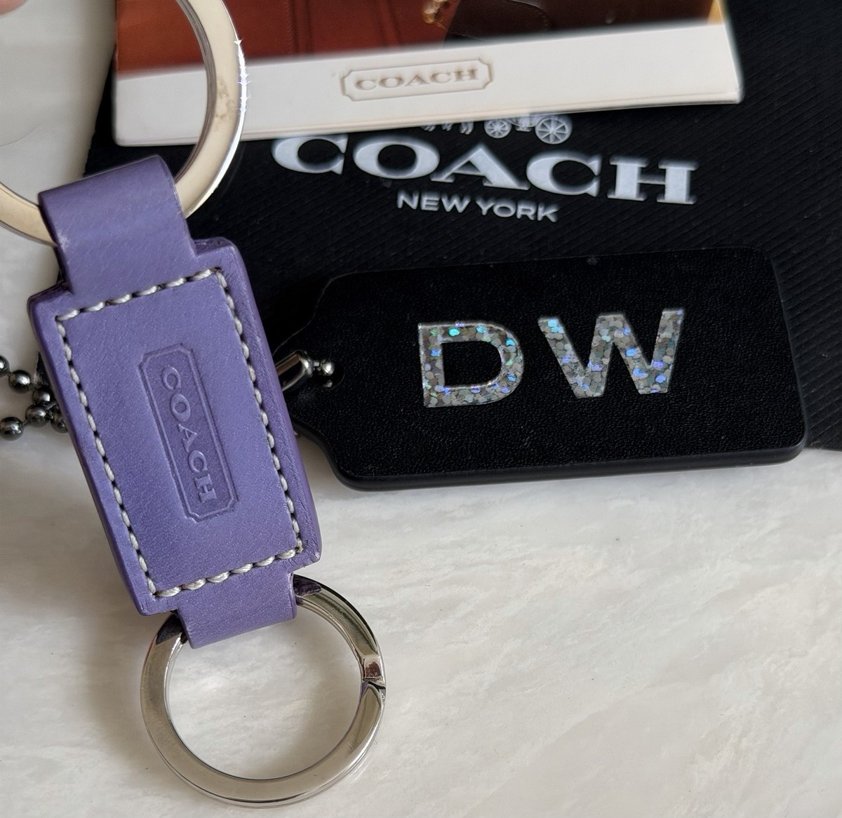 NEW COACH VINTAGE PURPLE LEATHER VALET KEY FOB 7273 | eBay