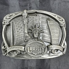 Vtg Liberty Belt Buckle Bergamot Brass Works Lady Flame of Freedom 1985 USA K-42