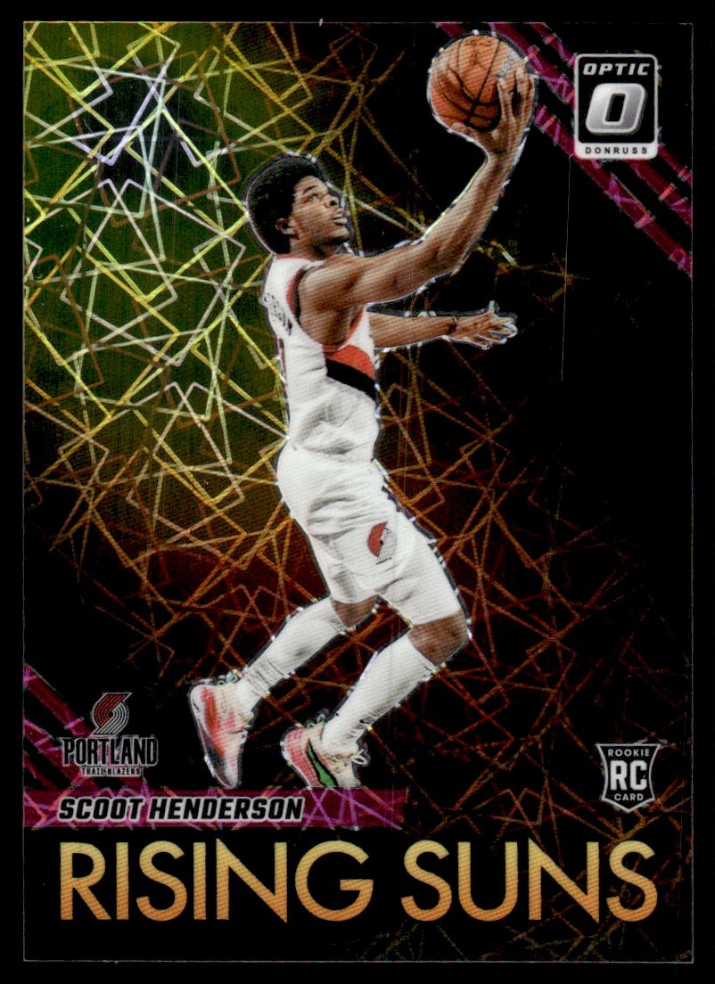 2023-24 Donruss Optic Rising Suns Pink Lazer Scoot Henderson Rookie 71/79