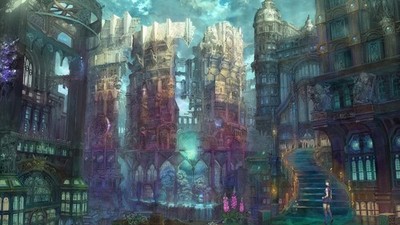 Anime futuristic fantasy city girls imperial Play Gaming Mat Desk Game Desk