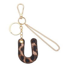 Initial Letter Keychain Letter U - Leopard Alphabet Key Chain, Gold