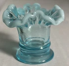 Vintage Fenton Art Glass Blue Opalescent Mini Vase - Toothpick Holder - Perfect!