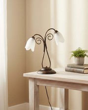 LUME GRANDE A 2 LUCI FERRO BATTUTO VETRO BIANCO COLL. FLAVIA