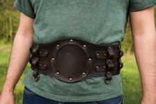 Viking Unisex Adjustable Medieval Handmade Leather Belt for Larp Reenactment Sca