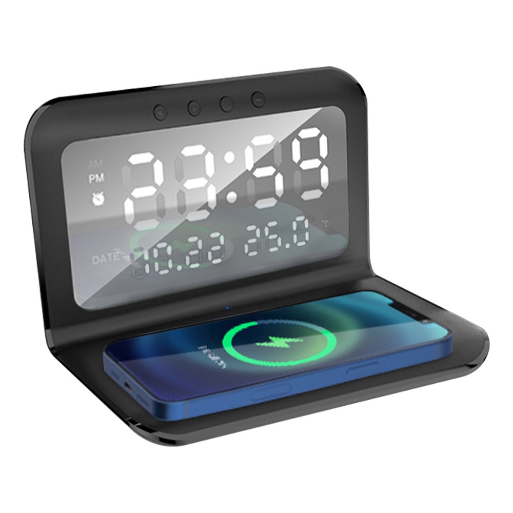Digital Alarm Clock 15W Fast Wireless Charger with Thermometer For iPhone 17 16