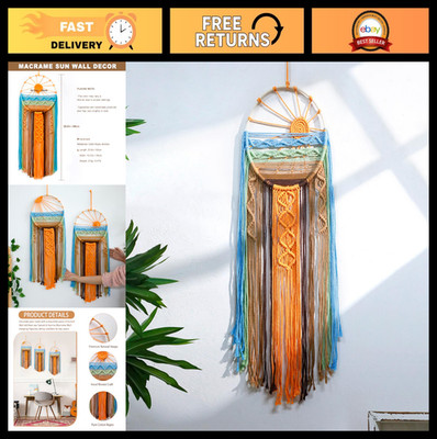 Large Macrame Dream Catcher Wall Art - Boho Tapestry, Colorful Sunset Decor for