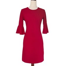 Banana Republic Sheath dress Bell flutter sleeves Womens Sz 2 4  Red Holiday