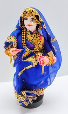 Handcrafted Indian Woman Sari Costume Doll Folk Art Ornate Details Culture India