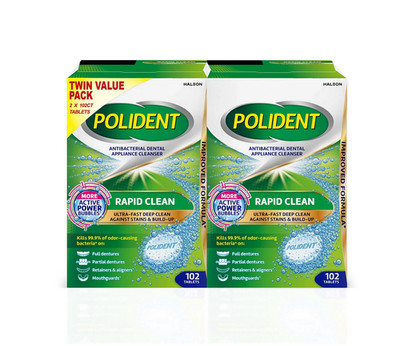 Polident Rapid Clean Denture Cleanser Tablets 102 Ct 2 Pack Fresh Clean