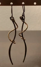 Sterling Silver and Brass Twist Earrings 2 1/2 Inchs Long