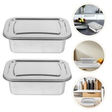 2 Pcs Leakproof Stainless Steel Ice Cream Storage Containers For Freezer 1600 ml