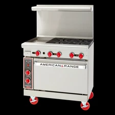 American Range 36" (4) Burner Gas Range w/ 12" Griddle & Convection Oven