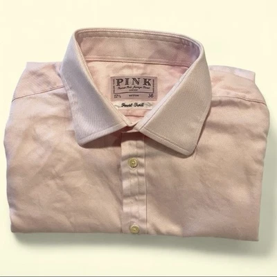 Thomas Pink Finest Twill Men’s Button Down Dress Shirt Size 17.5x36 Ireland Pink - Image 1 of 4