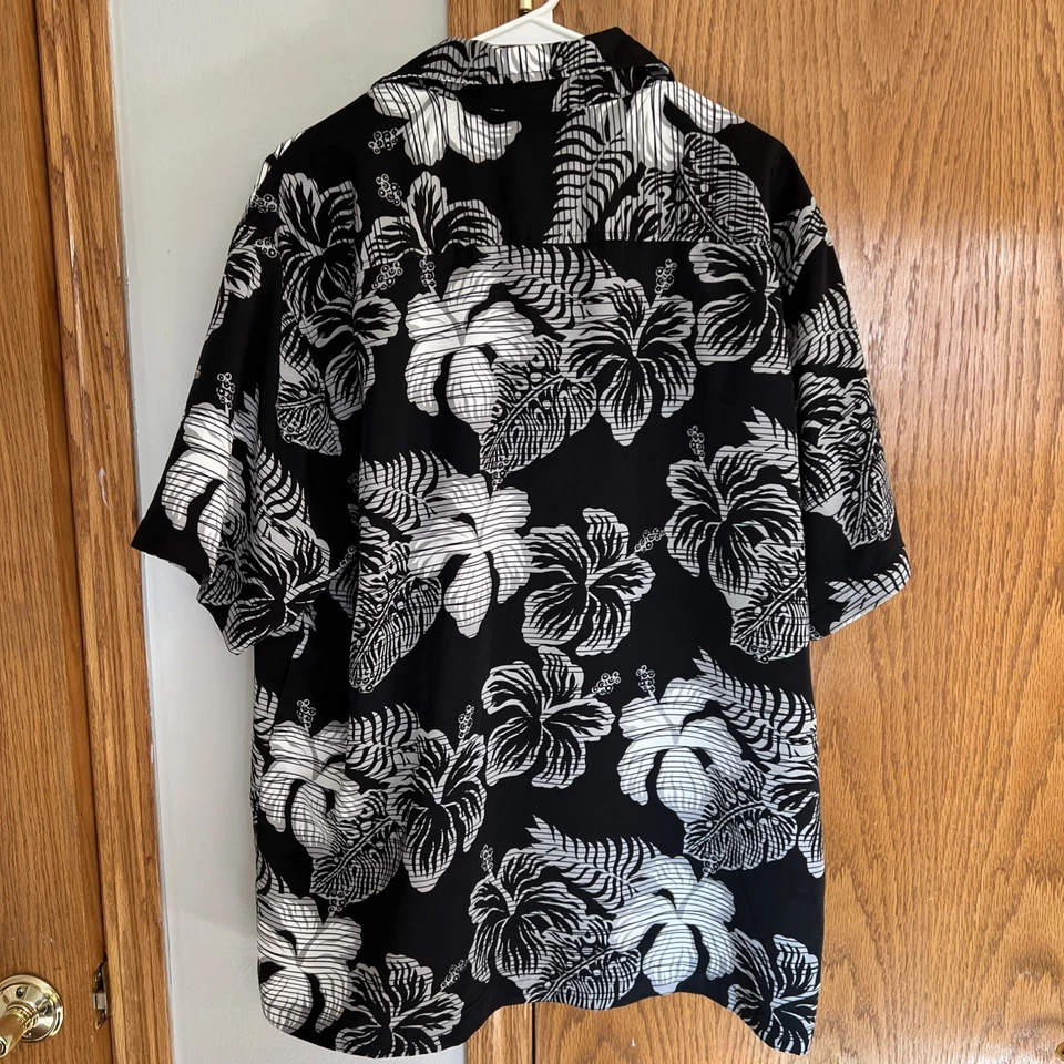 Camisa Gotcha De Colección Para Hombre Grande Negra Estampado Floral Hawaiana Surf Abotonada Playa Foto 4 de 4