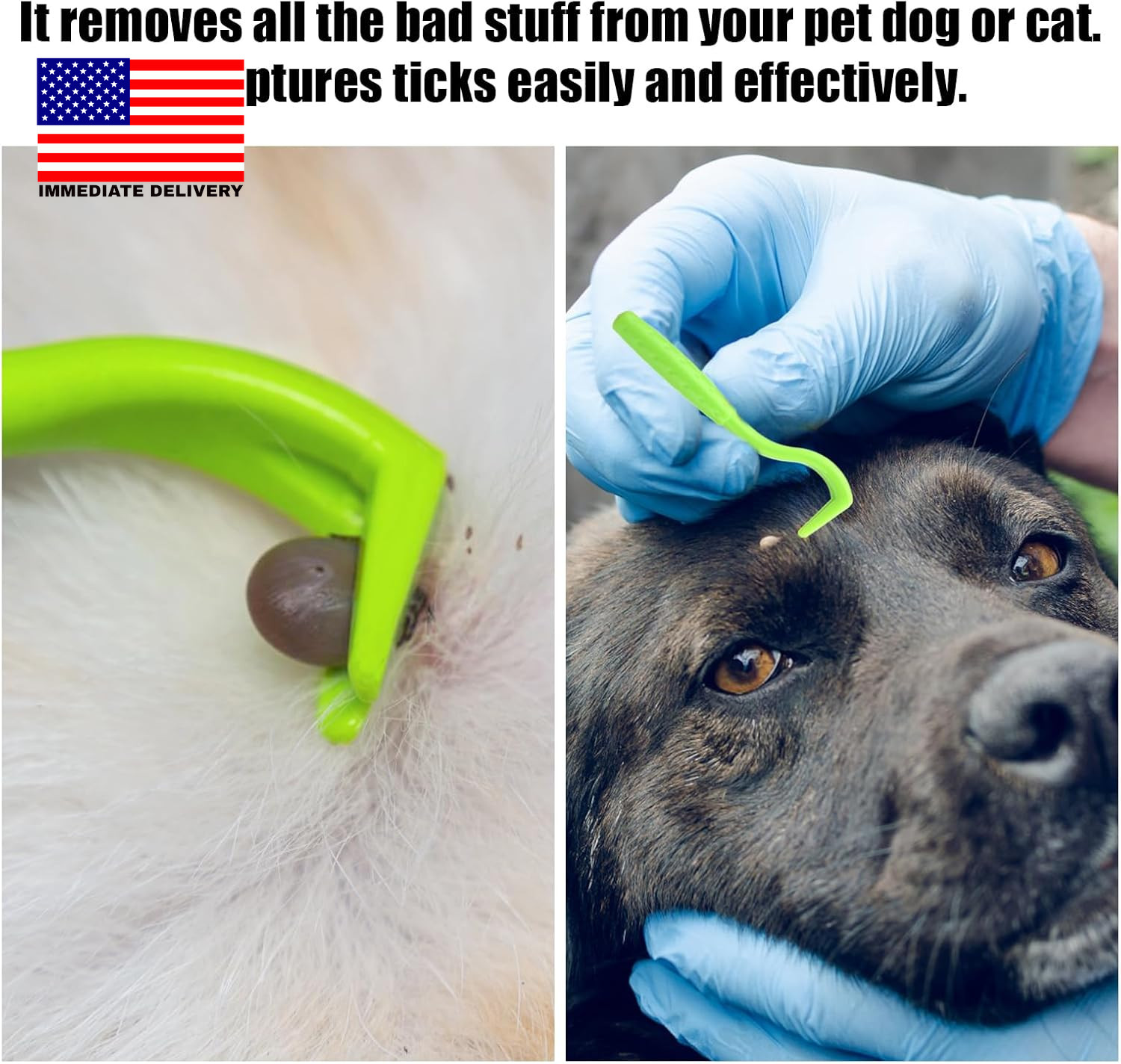 3Pcs Tick Remover Tool Kit, 3 Sizes Green Plastic Painless Tick Puller Twister T