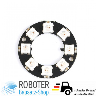 8Bit RGB LED Ring WS2812 5V ähnl. Neopixel für Arduino Raspberry Pi