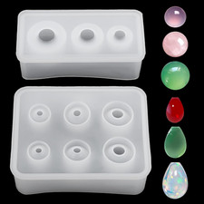 2 Pcs Ball Silicone Resin Molds, Sphere Ball Silicone Bead Molds with Holes, Pen