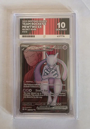 Pokemon TCG: Team Rocket's Mewtwo Ex 213 Secret Rare Destined Rivals Ace 10 GM
