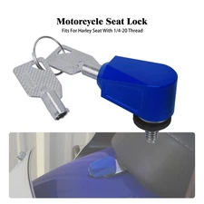 Blue Seat Lock Push Pin 2 Keys Anti Theft Set For Harley Softail Dyna Touring