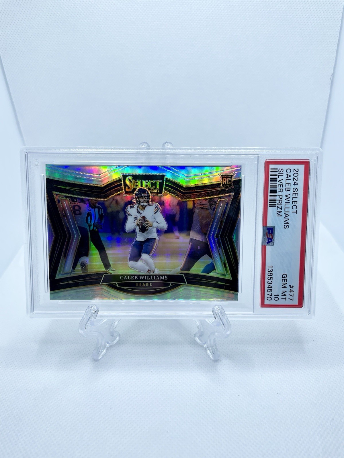 Caleb Williams 2024 Select Field Level Silver Prizm RC SP Rookie PSA 10