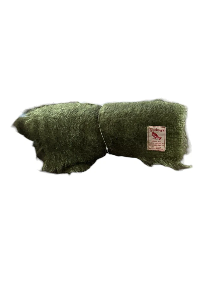 VINTAGE BLACKCOCK Mohair Pile Scarf Gibson & Lumgair SCOTLAND OLIVE GREEN - Image 4 of 4