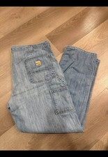 Carhartt Relaxed Fit Carpenter Dungaree Denim Jeans Light Wash