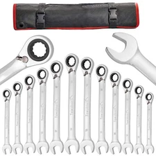 12piece Fixed Wrench Set Reversible Ratcheting Combination Set Metric 8mm19mm 72