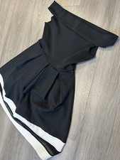 LADIES BOOHOO OFF THE SHOULDER BLACK EVENING DRESS SIZE 12