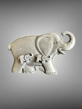 Vintage Torino Pewter Elephant Jewelry Necklace Brooch Earrings Trinket Box Set