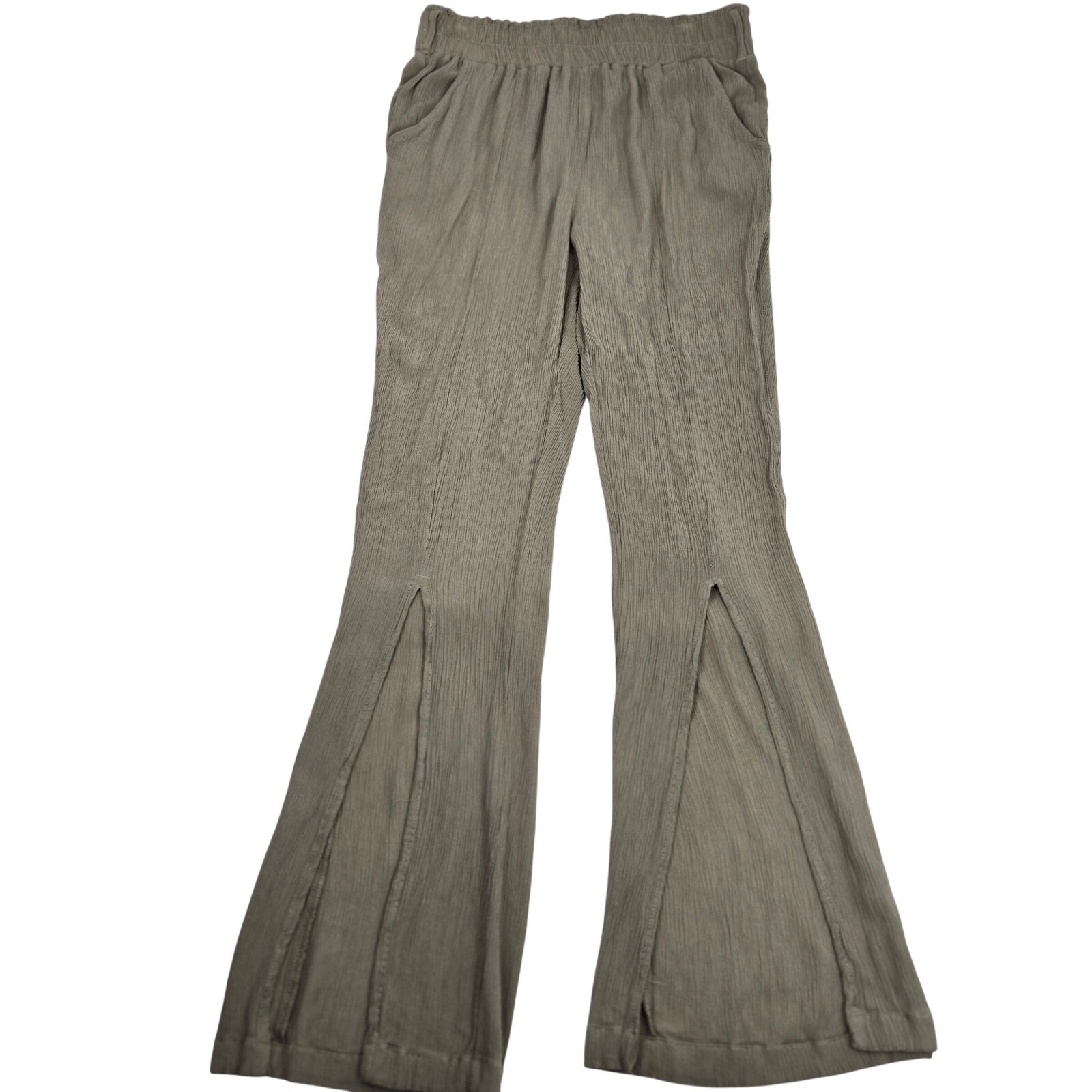 Rewash Gauze Pants Split Leg Wide Leg Flowy Comfy Casual Olive Green L Boho Chic