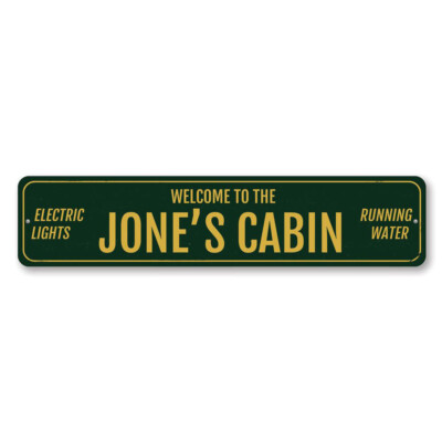 Welcome Family Name Cabin Sign, Personalized Electric Lights Metal Decor Sign