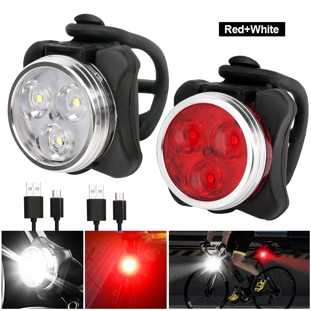 USB Rechargeable LED Waterproof Bike Bicycle Headlight Front and Back Lights UK