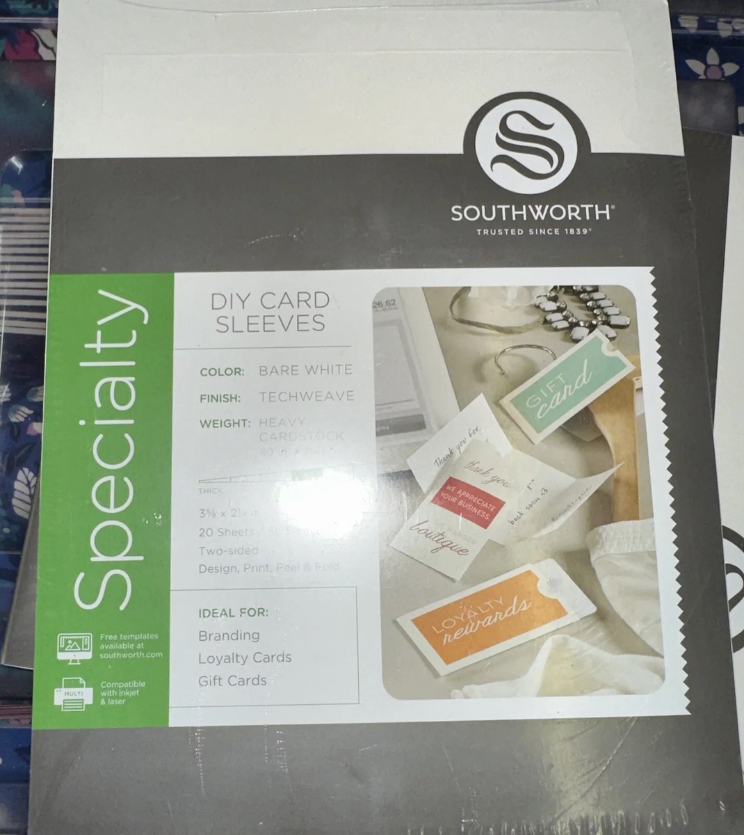 Southworth DIY Card Sleeves-20 Sheets 60 Sleeves. Ideal4 Gift Cards,branding,ect  | eBay