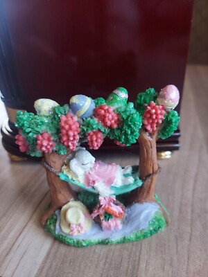 4'' EASTER BUNNY ORNAMENT BUNNY  SLEEPING IN HAMMOCK
