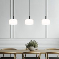 Pendellampe HäNgeleuchte Esstischlampe 3 Flammig Glas Opal Led H 150 Cm