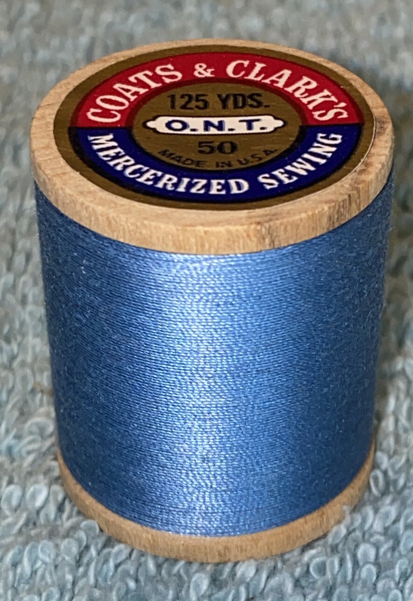Vtg Coats & Clark 125 yds Blue #139 Thread Wooden Spool USA Made