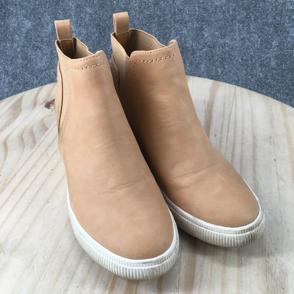 DV Dolce Vita Botas Mujer 8 Kyla Botines Beige Cuero Pull On Cuña Foto 3 de 4