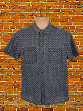 FATFACE GREY SHIRT MEDIUM COTTON MENS SHORT SLEEVE LEAF DESIGN BUTTON UP POCKETS