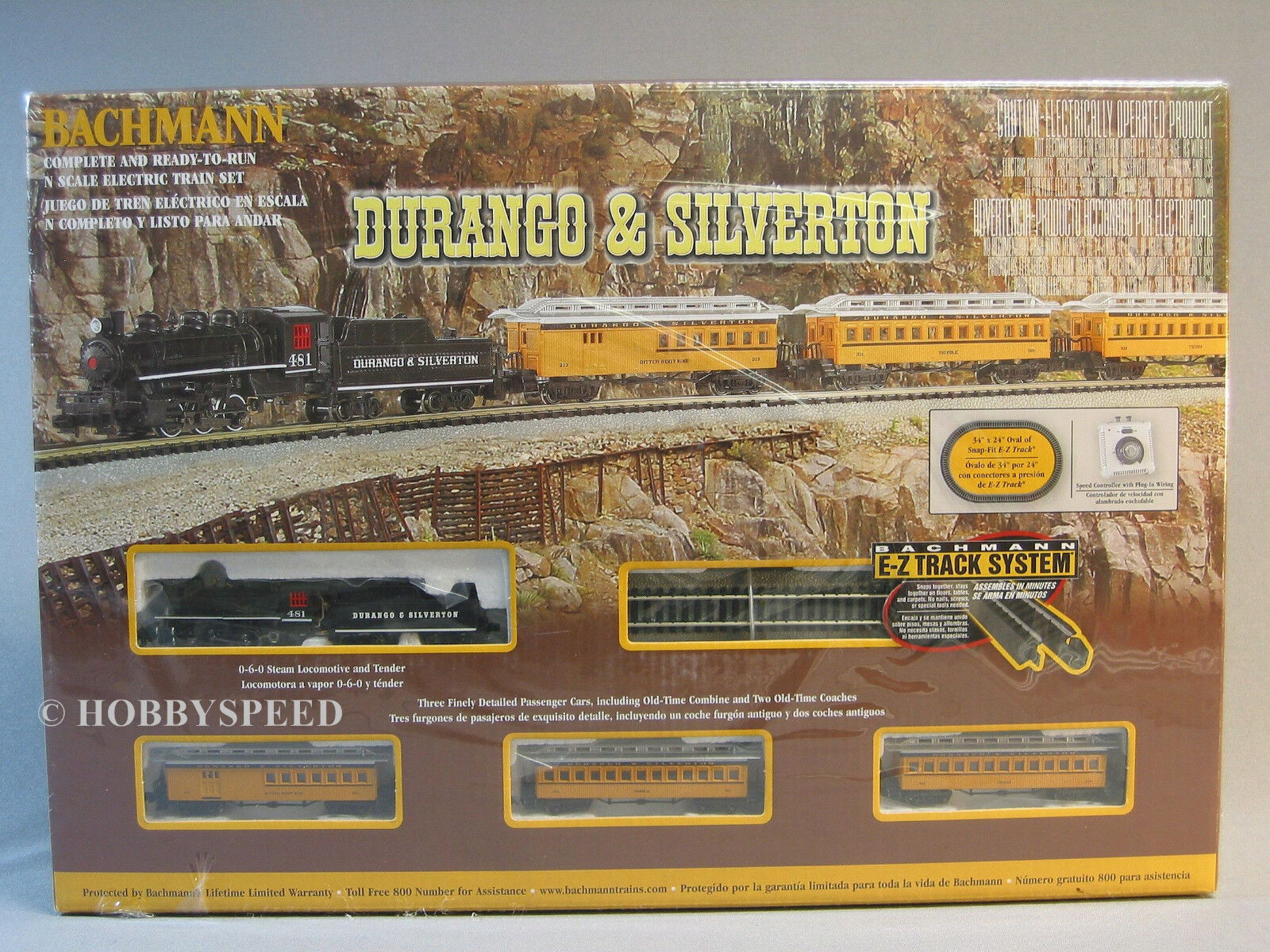 BACHMANN N SCALE DURANGO & SILVERTON TRAIN SET steam engine passenger  24020 NEW