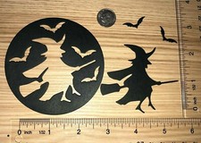 5 CIRCLE WITCH cardstock paper die cut embellishments HALLOWEEN