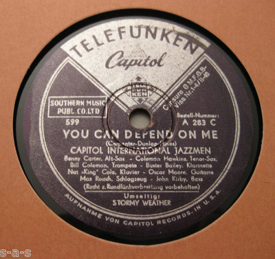 CAPITOL JAZZMEN C.HAWKINS You Can Depend On Me / Stormy Weather TELEFUNKEN (643)