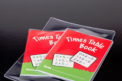 10x clear plastic A6 size EXERCISE BOOK & BOOKLET COVERS 150mm x 215mm