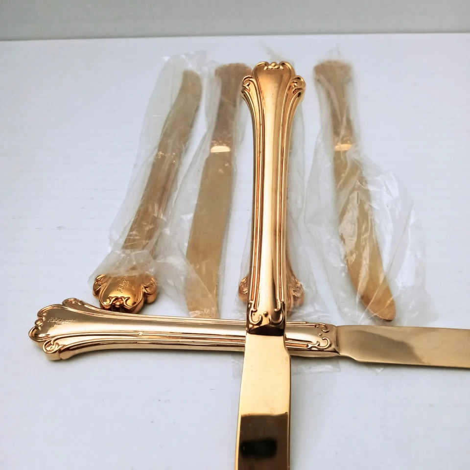 Cuchillos International Golden American Chippendale FB Rogers Electroplate Lote de 6 Foto 4 de 4
