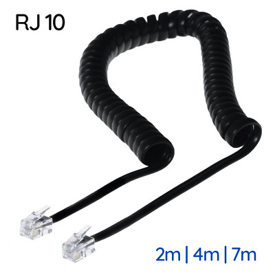 2m 4m 7m 10m Telefonhörer Spiralkabel 2x Modularstecker RJ10 Telefonspiralkabel
