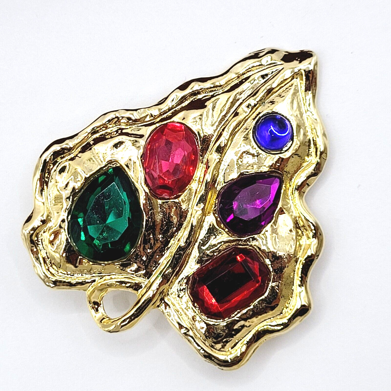 Statement Gold Tone Leaf Brooch Multi Shape & Col… - image 18