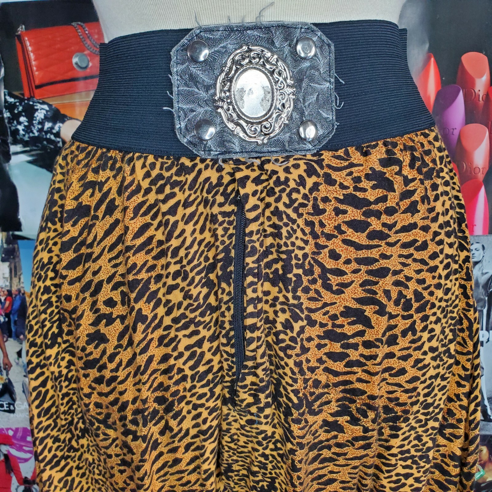 Vintage Animal Print Harem Pants With Belt Embell… - image 4