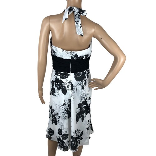 WHBM Whimsigoth Dark Floral Print Halter A-line Dress 8 Floral Pinup Rockabilly - Picture 6 of 7